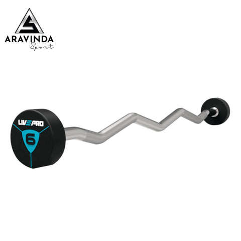 LIVEPRO Urethane Ez Curl Barbell 30 KG